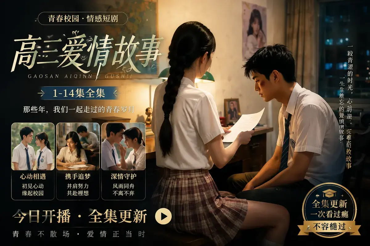 《高三爱情故事》AI短剧林澈苏晚晴校园恋曲-全集高清无删减中字在线观看-高三爱情故事网盘下载流畅播放-2026黄果AI出品